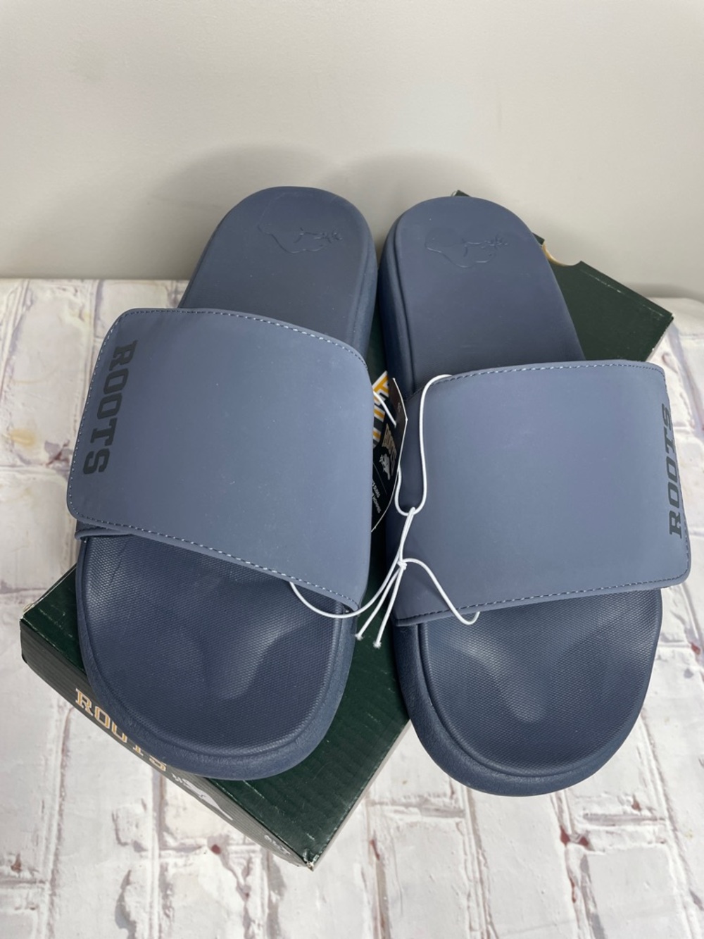 Roots Slate Blue Velcro Padded Slides